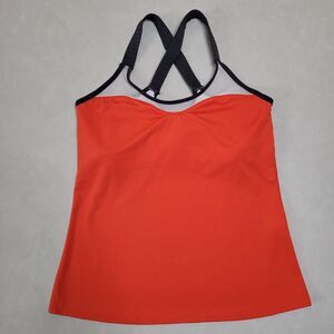 Lucky In Love Sports Tennis Golf Top Womens Orange Tank Pullover Small 4-6